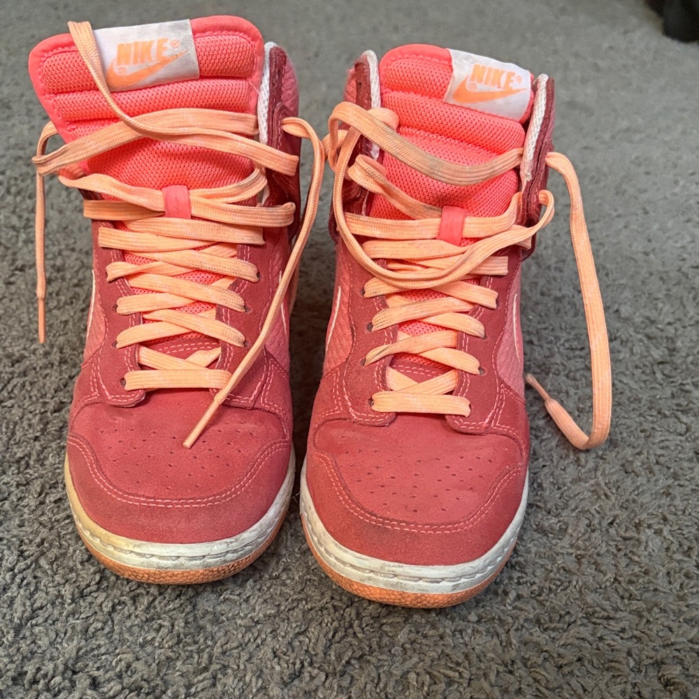 Nike pink and Orange Wedge Sneakers